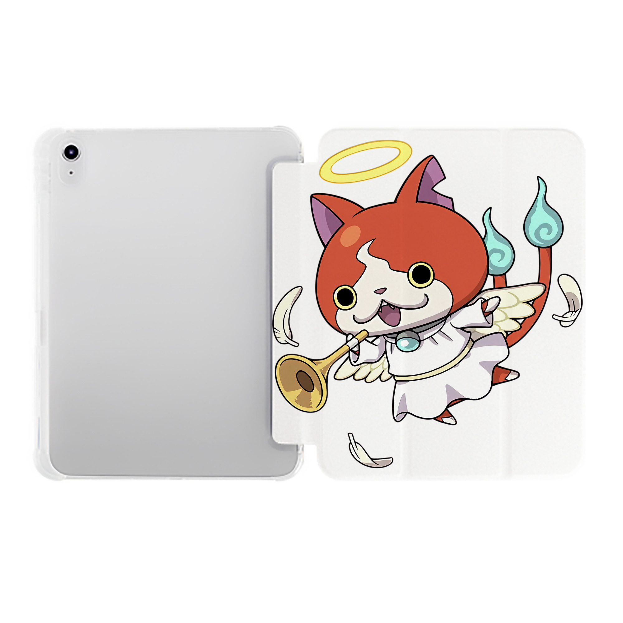 （画像用） 妖怪ウォッチ Yo-kai Watch IPad ケース ペン収納付き 三つ折りスタンド PUレザー×シリコン 対応機種9.5/10.5/10.9インチ